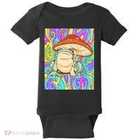 Chief Psychedelic Frog Toad Holding Trippy Mushroom Baby Bodysuit thumb 0
