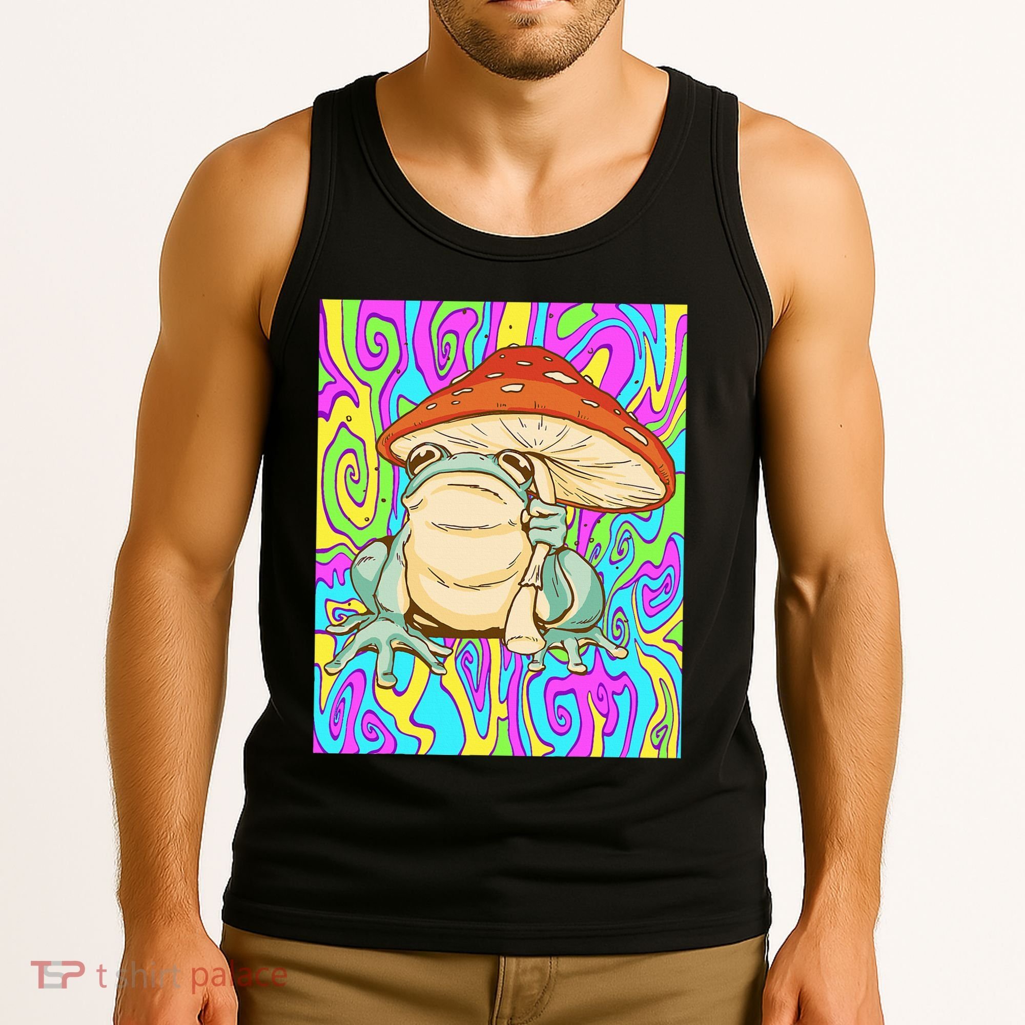 Chief Psychedelic Frog Toad Holding Trippy Mushroom Tank Top