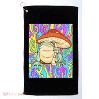 Chief Psychedelic Frog Toad Holding Trippy Mushroom Golf Towel thumb 0