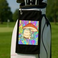 Chief Psychedelic Frog Toad Holding Trippy Mushroom Golf Towel thumb 2