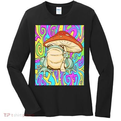 Chief Psychedelic Frog Toad Holding Trippy Mushroom Women's Long Sleeve Shirt