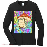 Chief Psychedelic Frog Toad Holding Trippy Mushroom Women's Long Sleeve Shirt thumb 0