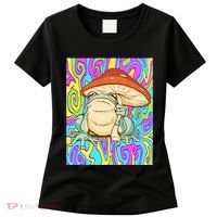 Chief Psychedelic Frog Toad Holding Trippy Mushroom Women's T-Shirt thumb 0
