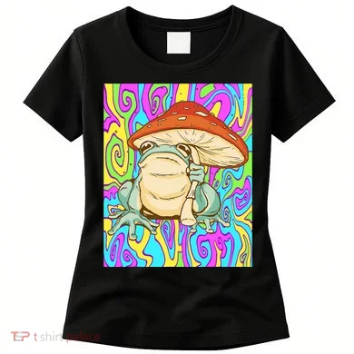 Chief Psychedelic Frog Toad Holding Trippy Mushroom Women's T-Shirt