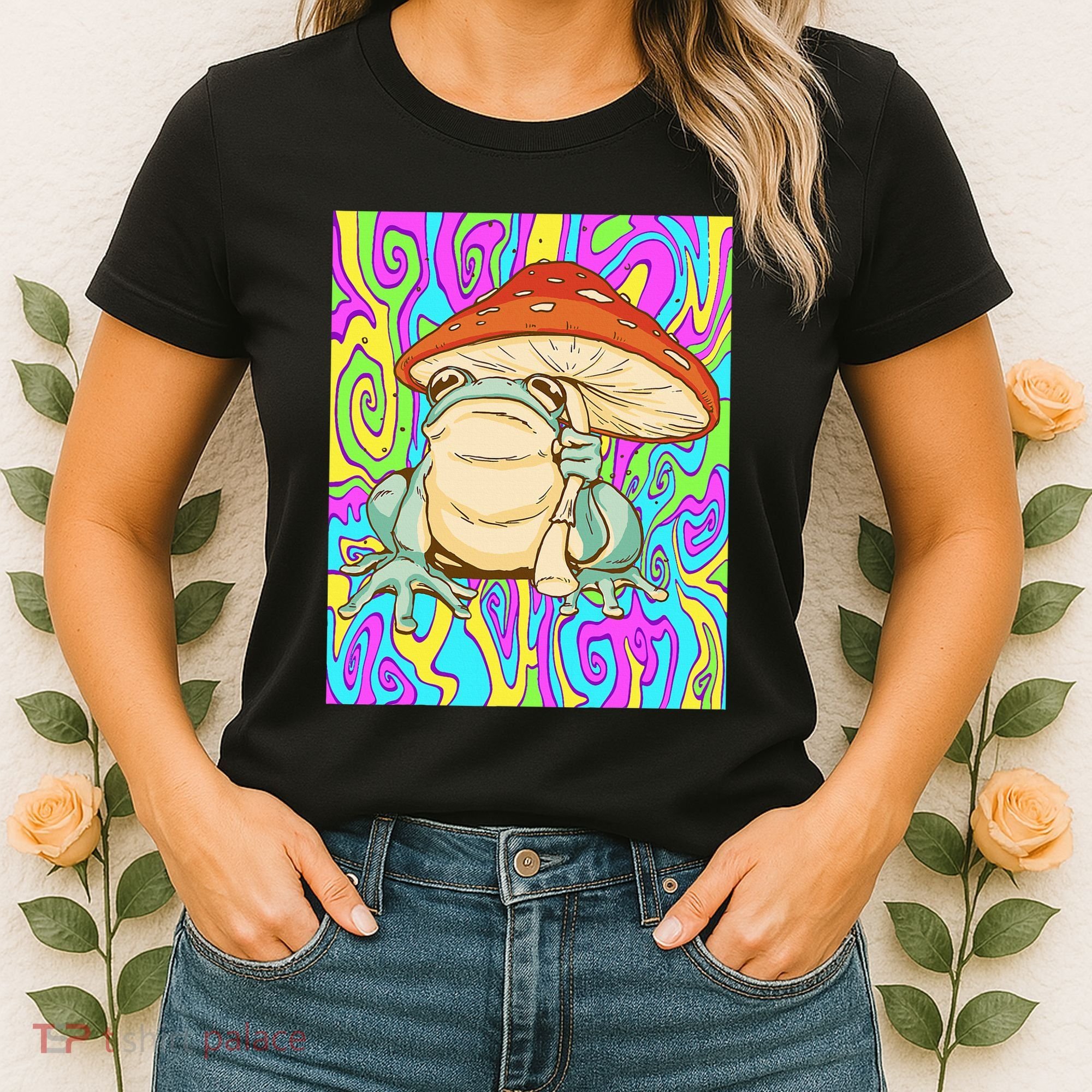 Chief Psychedelic Frog Toad Holding Trippy Mushroom Women's T-Shirt