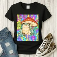 Chief Psychedelic Frog Toad Holding Trippy Mushroom Women's T-Shirt thumb 3