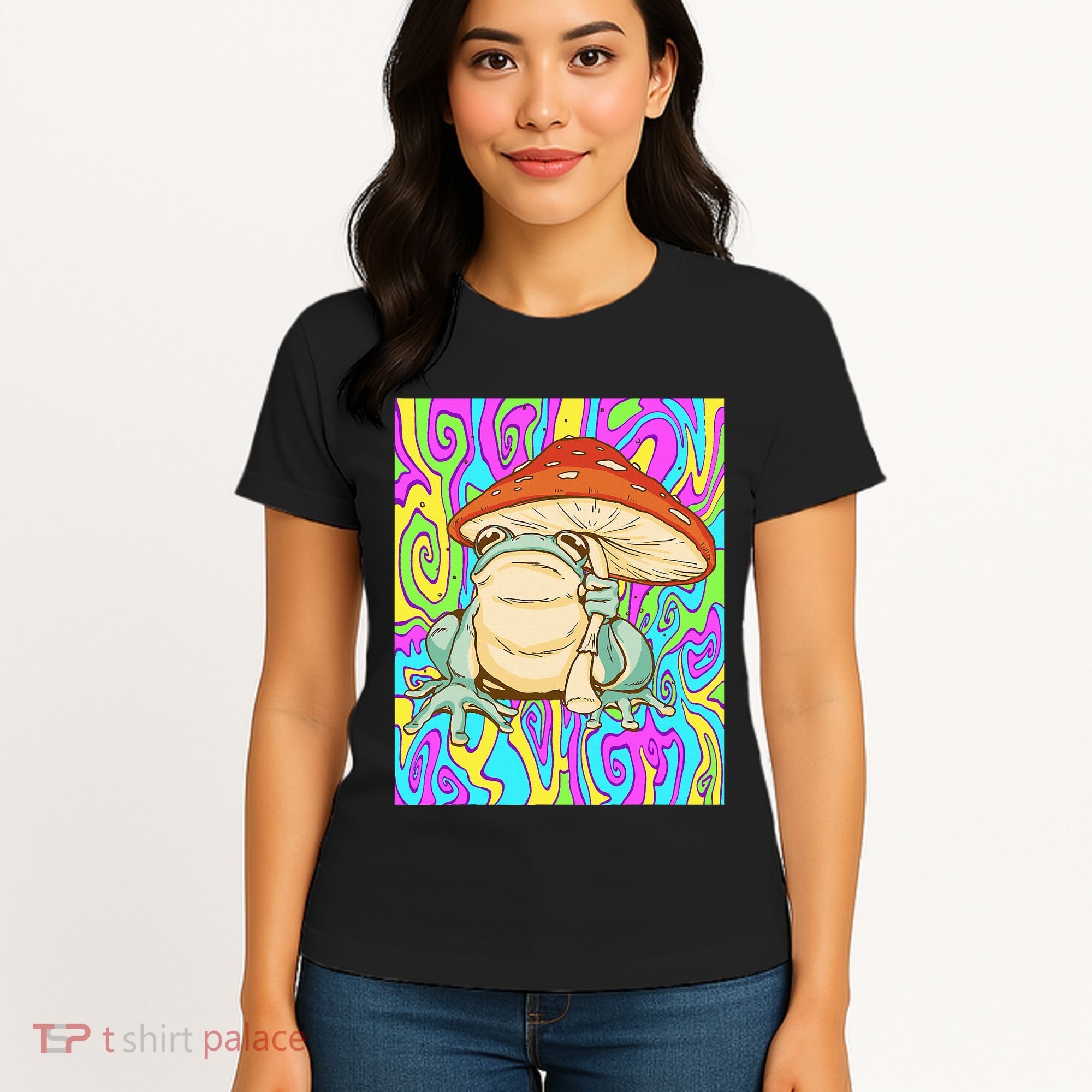 Chief Psychedelic Frog Toad Holding Trippy Mushroom Women's T-Shirt