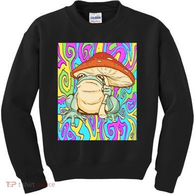 Chief Psychedelic Frog Toad Holding Trippy Mushroom Kids Sweatshirt