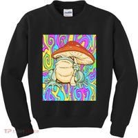 Chief Psychedelic Frog Toad Holding Trippy Mushroom Kids Sweatshirt thumb 0