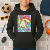 Chief Psychedelic Frog Toad Holding Trippy Mushroom Kids Hoodie thumb 2