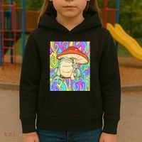 Chief Psychedelic Frog Toad Holding Trippy Mushroom Kids Hoodie thumb 3