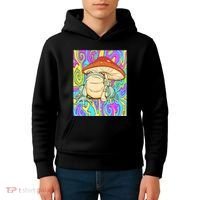 Chief Psychedelic Frog Toad Holding Trippy Mushroom Kids Hoodie thumb 4