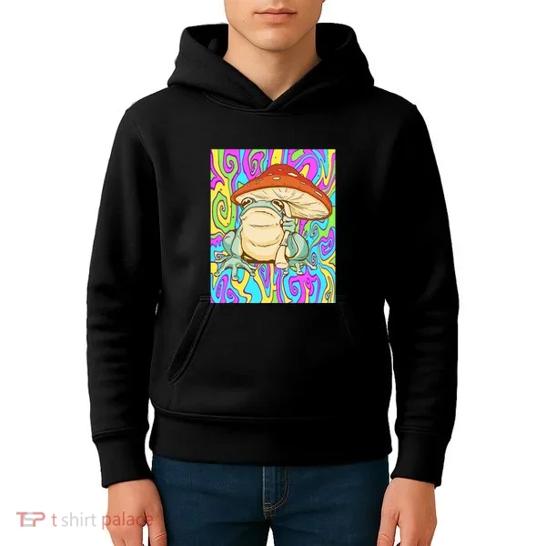Chief Psychedelic Frog Toad Holding Trippy Mushroom Kids Hoodie