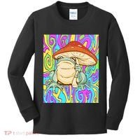 Chief Psychedelic Frog Toad Holding Trippy Mushroom Kids Long Sleeve Shirt thumb 0