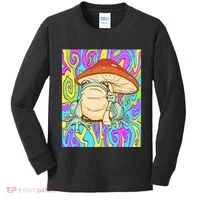 Chief Psychedelic Frog Toad Holding Trippy Mushroom Kids Long Sleeve Shirt thumb 0