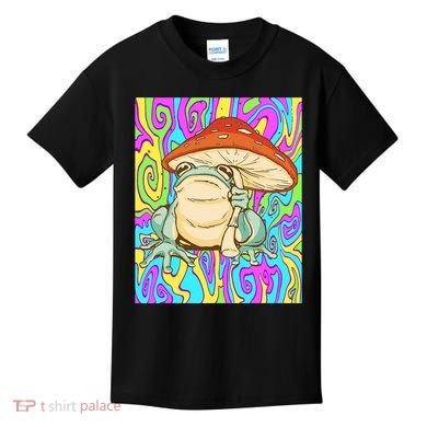 Chief Psychedelic Frog Toad Holding Trippy Mushroom Kids T-Shirt