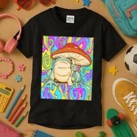 Chief Psychedelic Frog Toad Holding Trippy Mushroom Kids T-Shirt thumb 3
