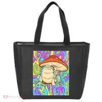Chief Psychedelic Frog Toad Holding Trippy Mushroom Tote Bag thumb 0