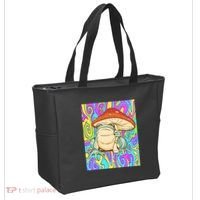 Chief Psychedelic Frog Toad Holding Trippy Mushroom Tote Bag thumb 2
