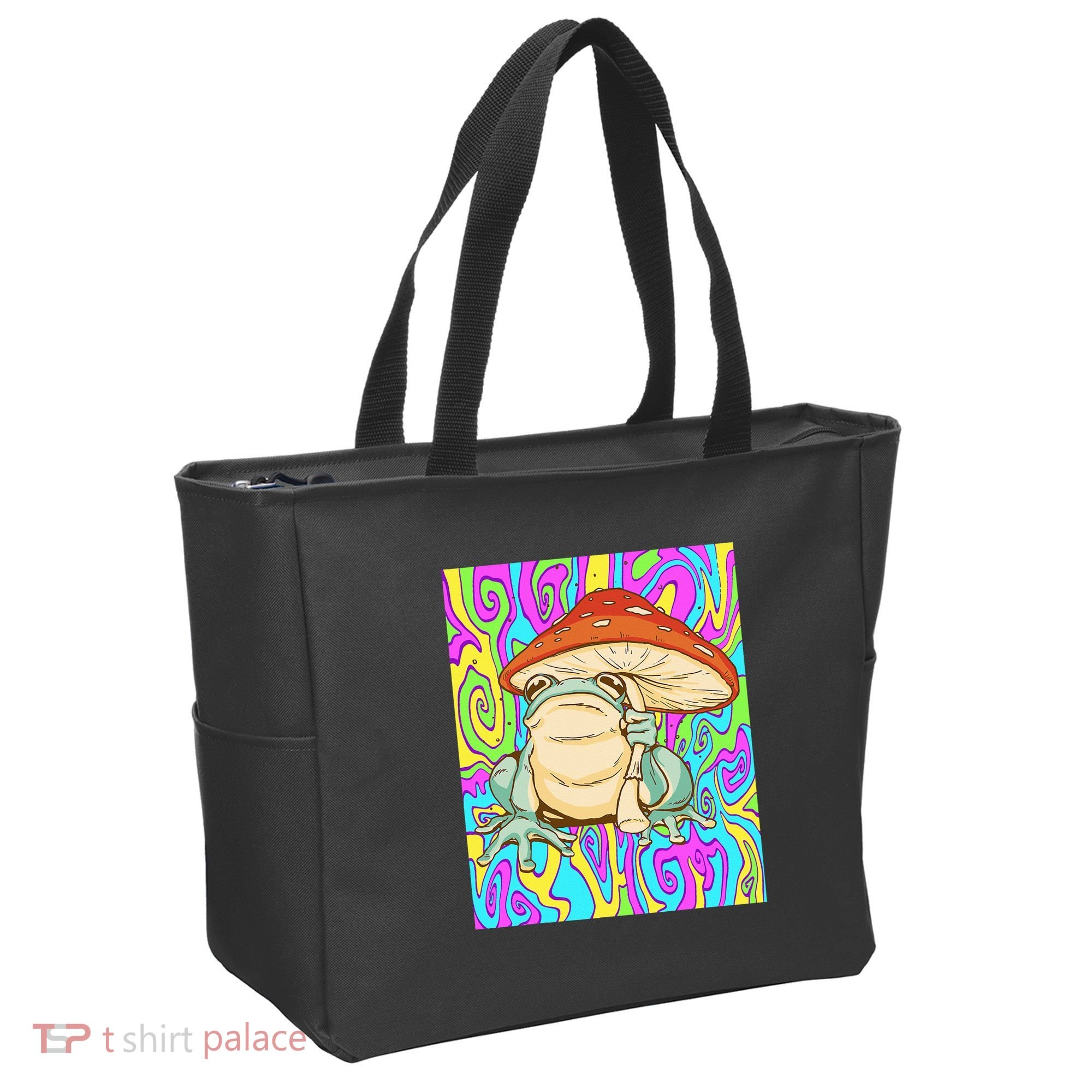 Chief Psychedelic Frog Toad Holding Trippy Mushroom Tote Bag