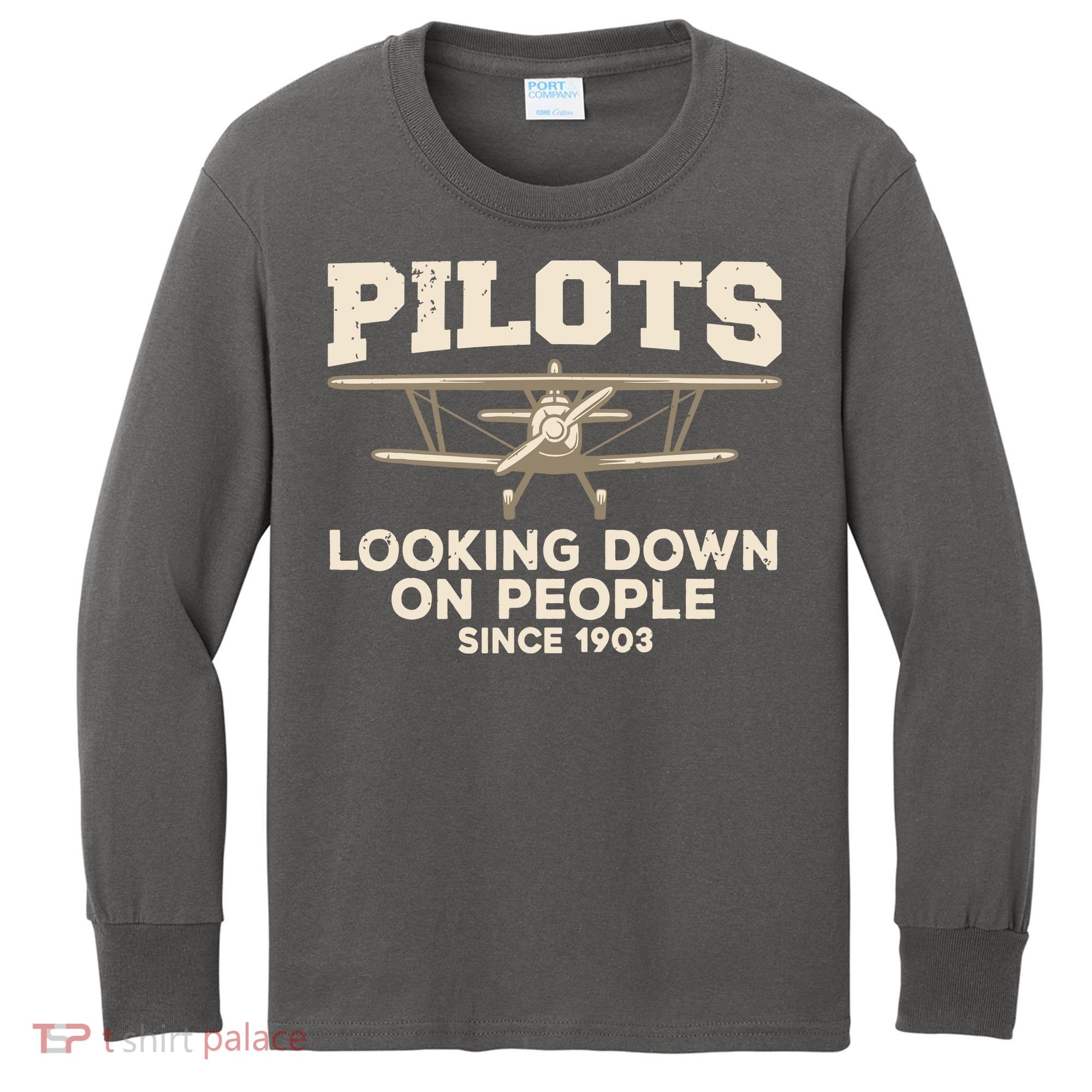 Cool Pilot For Men Women Aircraft Pilot Airplane Flying Kids Long Sleeve Shirt