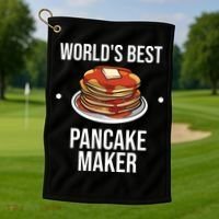Cool Pancake For Men Women Pancake Maker Breakfast Food Cake Golf Towel thumb 1