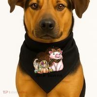Cute Pig Feelin' Thankful's Gift For Thanksgiving USA-Made Doggie Bandana thumb 1