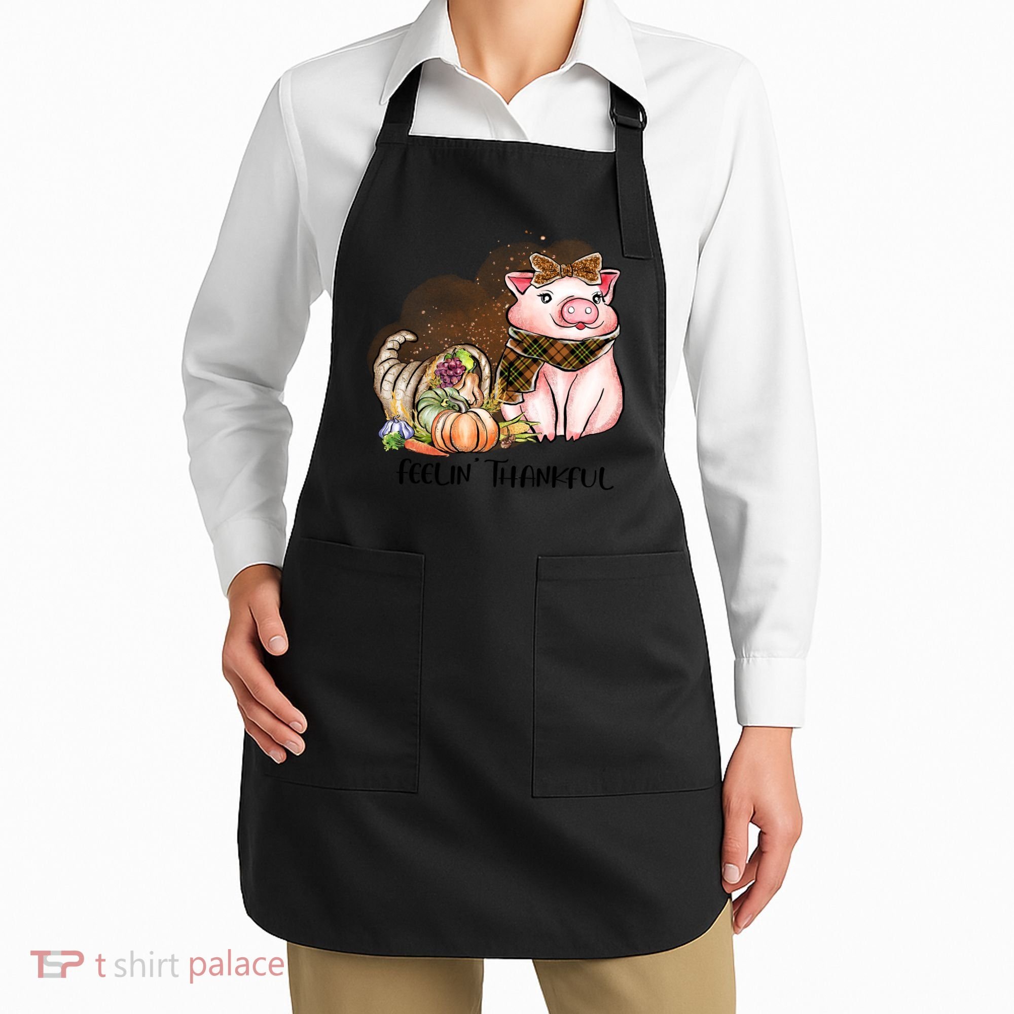 Cute Pig Feelin' Thankful's Gift For Thanksgiving Apron