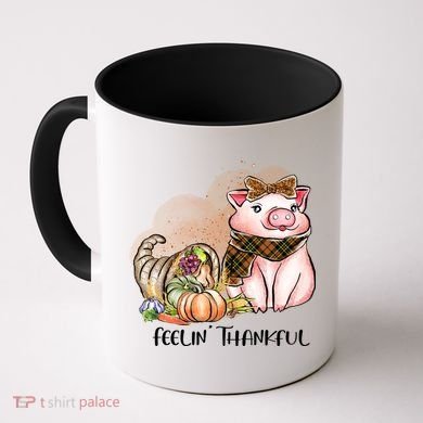 Cute Pig Feelin' Thankful's Gift For Thanksgiving Coffee Mug