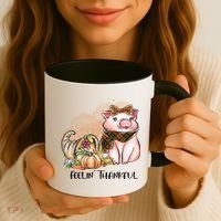 Cute Pig Feelin' Thankful's Gift For Thanksgiving Coffee Mug thumb 3