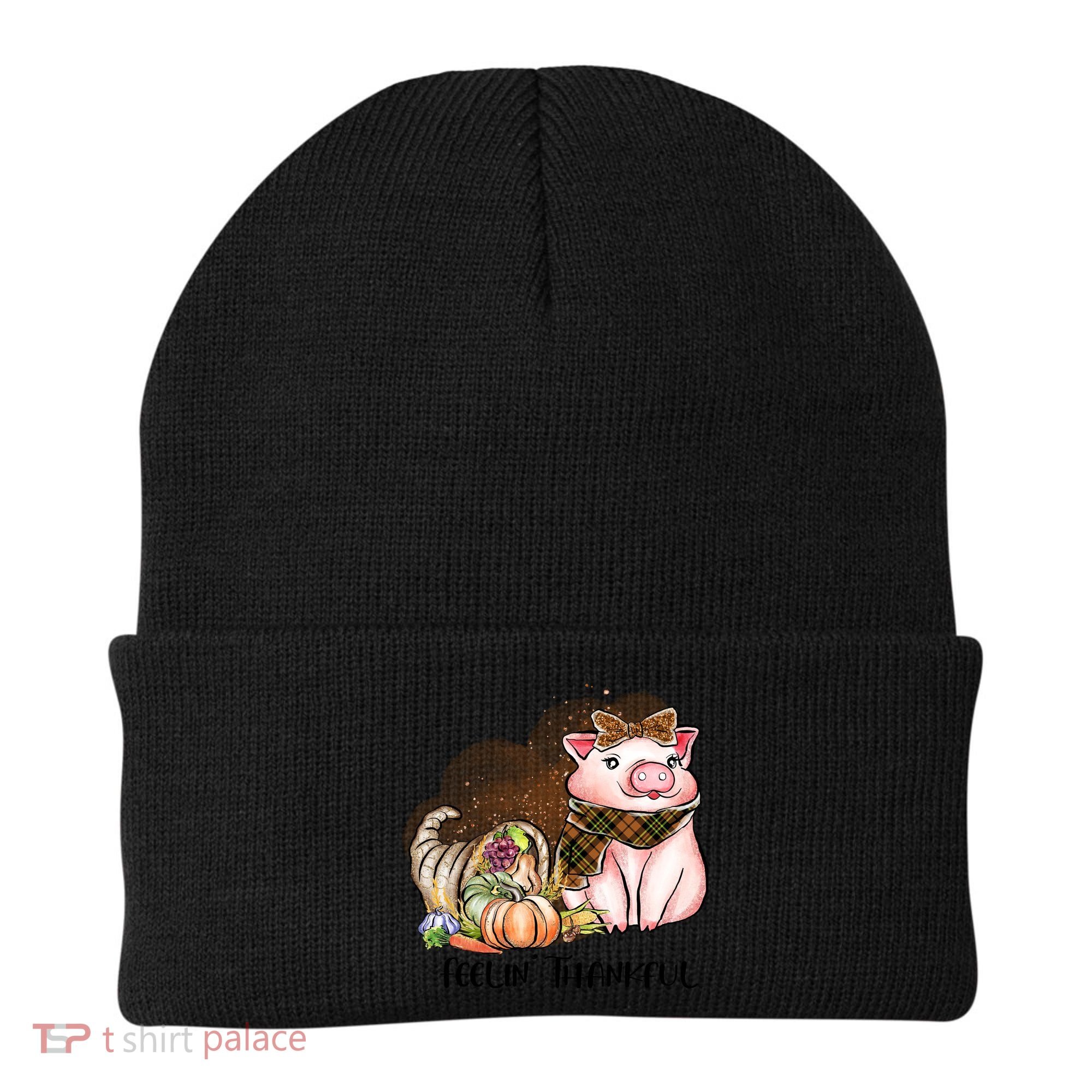 Cute Pig Feelin' Thankful's Gift For Thanksgiving Beanie