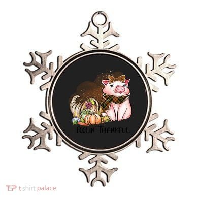 Cute Pig Feelin' Thankful's Gift For Thanksgiving Ornament