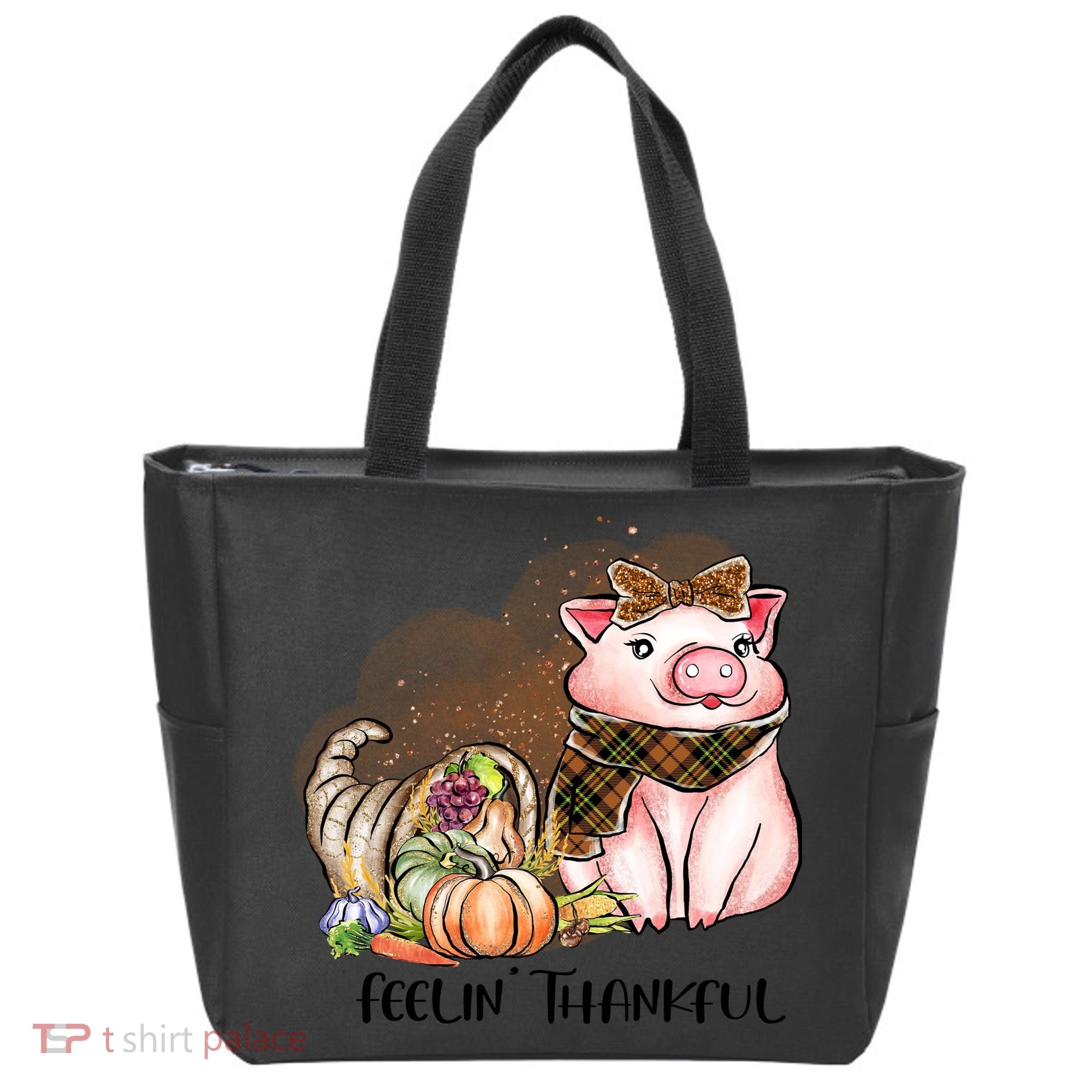 Cute Pig Feelin' Thankful's Gift For Thanksgiving Tote Bag