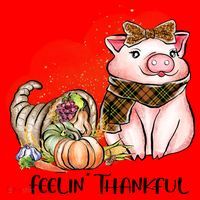 Cute Pig Feelin' Thankful's Gift For Thanksgiving Santa Hat thumb 1