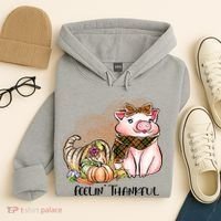 Cute Pig Feelin' Thankful's Gift For Thanksgiving Hoodie thumb 4