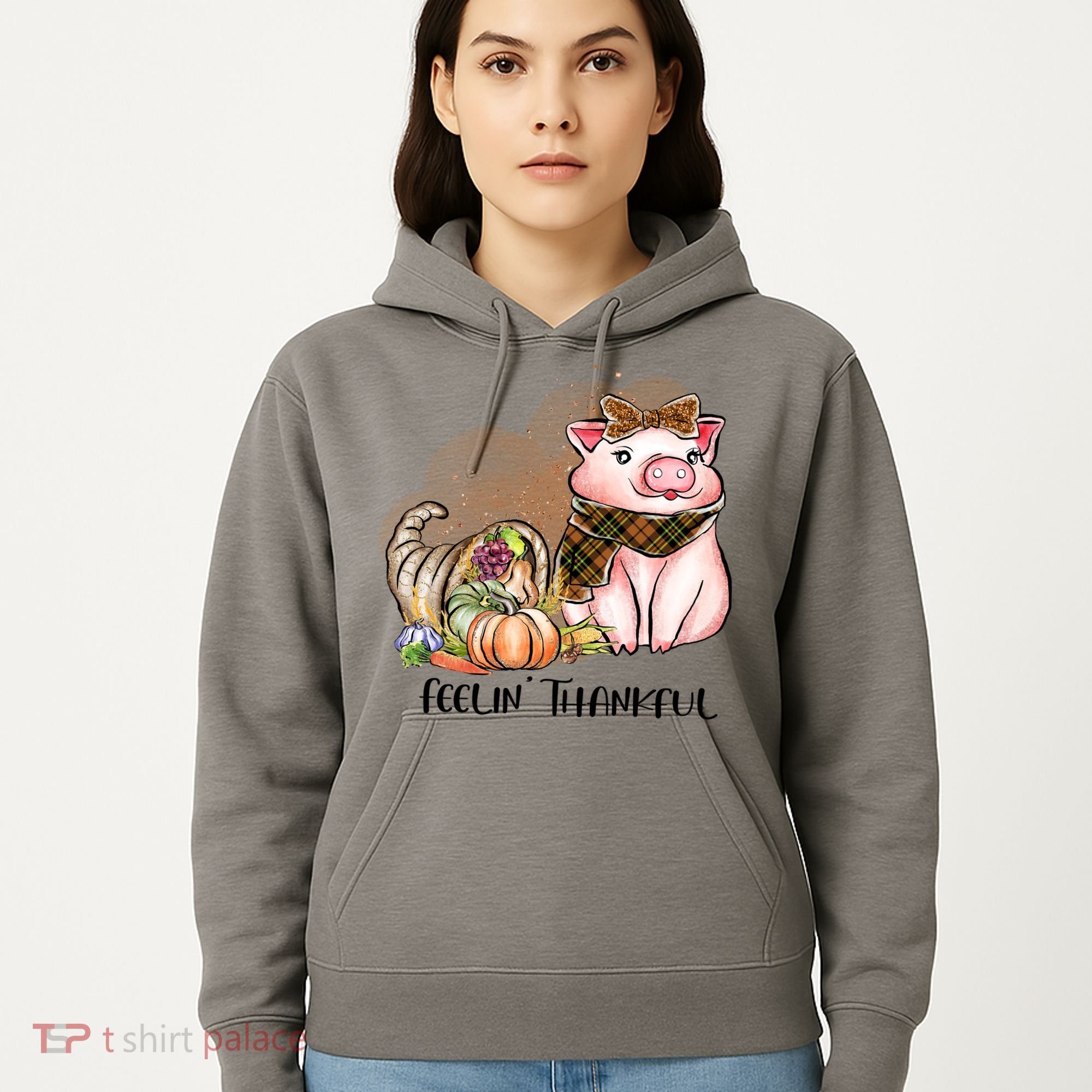 Cute Pig Feelin' Thankful's Gift For Thanksgiving Hoodie
