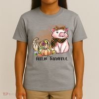 Cute Pig Feelin' Thankful's Gift For Thanksgiving T-Shirt thumb 4
