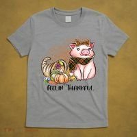 Cute Pig Feelin' Thankful's Gift For Thanksgiving T-Shirt thumb 5