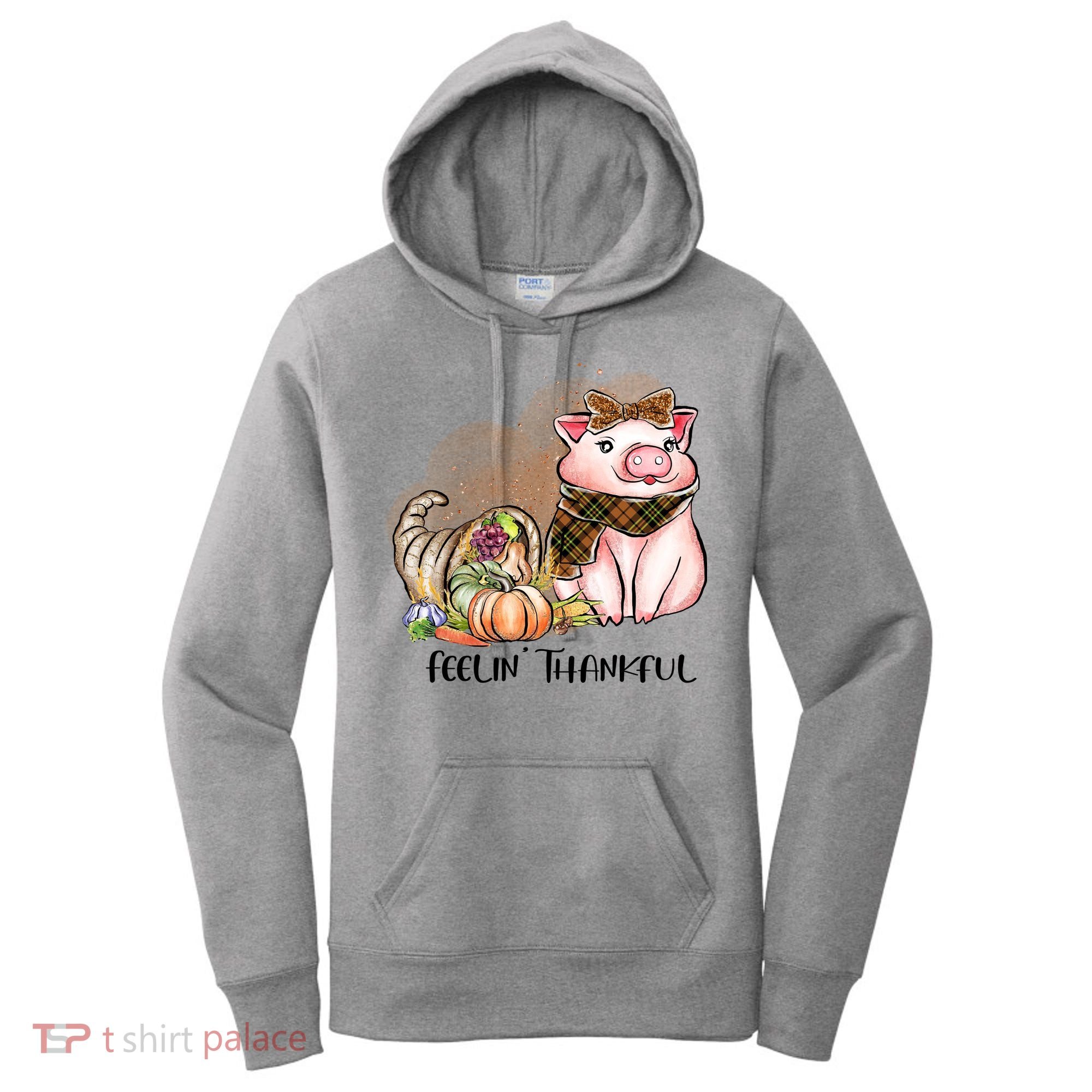 Cute Pig Feelin' Thankful's Gift For Thanksgiving Women's Hoodie