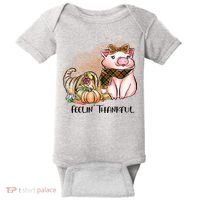 Cute Pig Feelin' Thankful's Gift For Thanksgiving Baby Bodysuit thumb 0