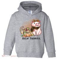 Cute Pig Feelin' Thankful's Gift For Thanksgiving Toddler Hoodie thumb 0