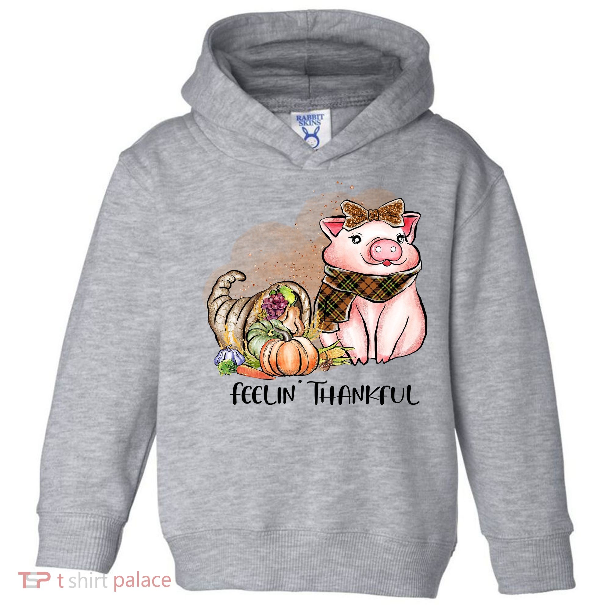 Cute Pig Feelin' Thankful's Gift For Thanksgiving Toddler Hoodie