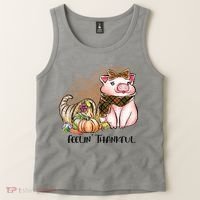 Cute Pig Feelin' Thankful's Gift For Thanksgiving Tank Top thumb 2