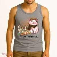 Cute Pig Feelin' Thankful's Gift For Thanksgiving Tank Top thumb 3
