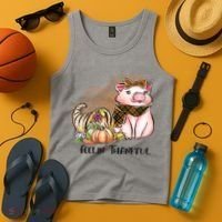 Cute Pig Feelin' Thankful's Gift For Thanksgiving Tank Top thumb 4