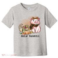 Cute Pig Feelin' Thankful's Gift For Thanksgiving Toddler T-Shirt thumb 0