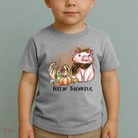 Cute Pig Feelin' Thankful's Gift For Thanksgiving Toddler T-Shirt thumb 2