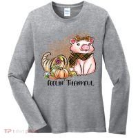Cute Pig Feelin' Thankful's Gift For Thanksgiving Women's Long Sleeve Shirt thumb 0