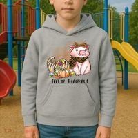 Cute Pig Feelin' Thankful's Gift For Thanksgiving Kids Hoodie thumb 2