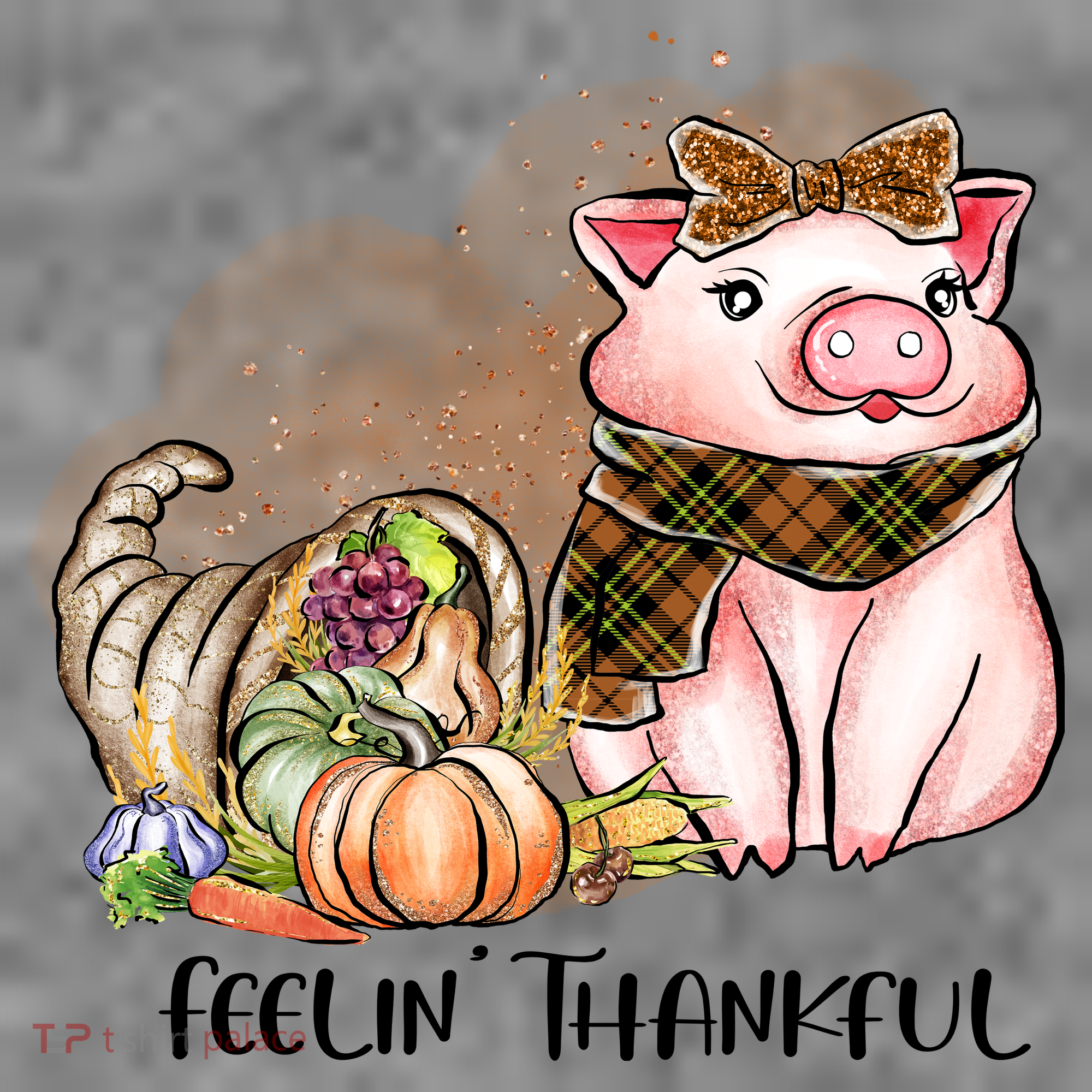Cute Pig Feelin' Thankful's Gift For Thanksgiving Kids Hoodie